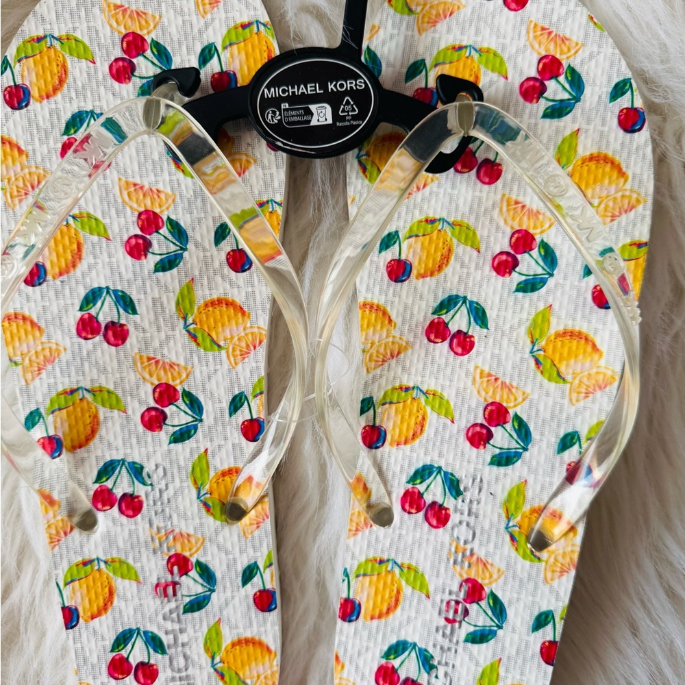 Michael Kors White Flip Flops
